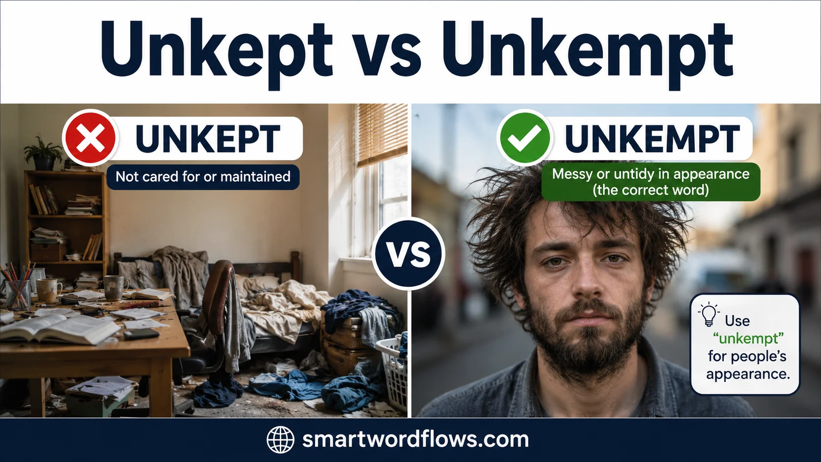 Unkept vs Unkempt